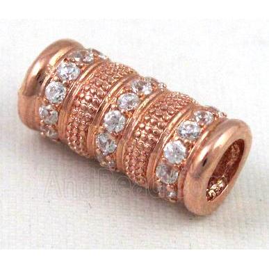 Zircon, bracelet spacer, copper tube bead, red copper