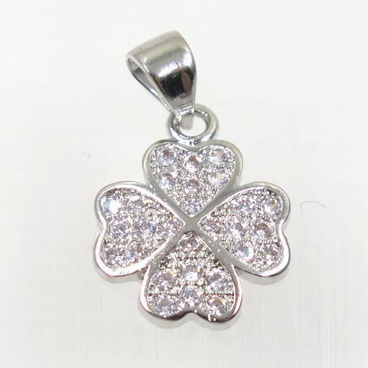 Zircon, copper pendant, platinum plated