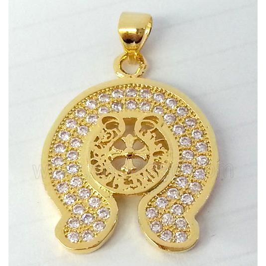 Zircon, copper pendant, gold plated