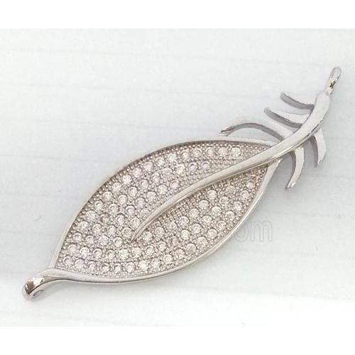 Zircon, copper pendant, platinum plated