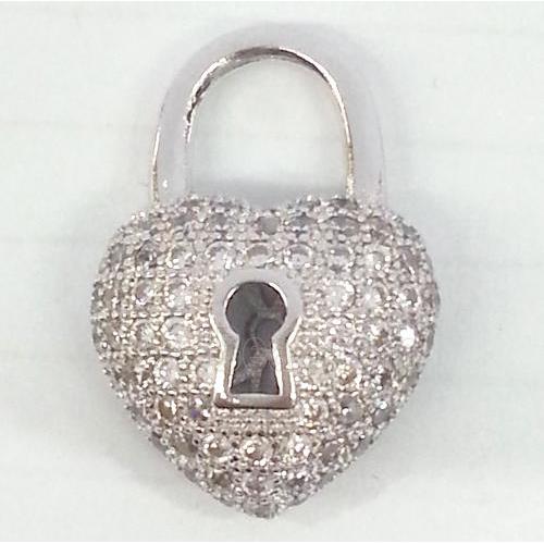 Zircon, copper pendant, platinum plated