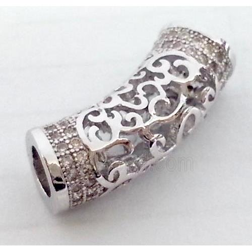 Zircon, bracelet bar, copper tube, platinum plated