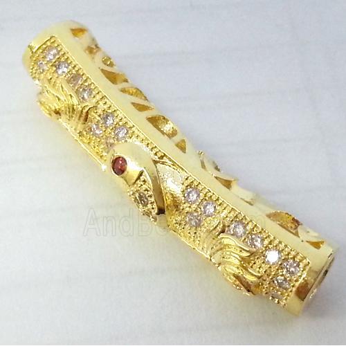 Zircon, bracelet bar, copper tube, gold plated