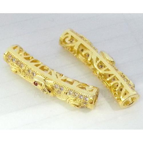 Zircon, bracelet bar, copper tube, gold plated