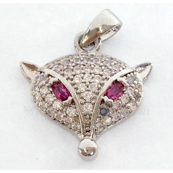 paved zircon copper pendant, platinum plated