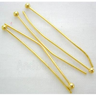 round HeadPins, copper, gold plated