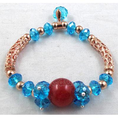Chinese Crystal Glass Bracelet, stretchy, mixed