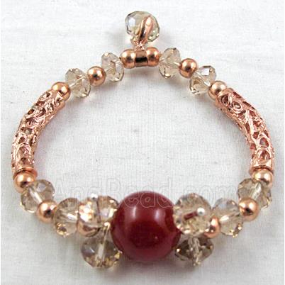 Chinese Crystal Glass Bracelet, jade, stretchy