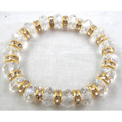 Chinese Crystal Glass Bracelet, rhinestone, stretchy, clear