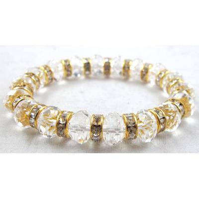 Chinese Crystal Glass Bracelet, rhinestone, stretchy, clear