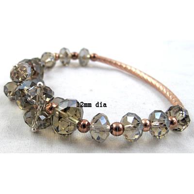 Chinese Crystal Glass Bracelet, stretchy, smoky