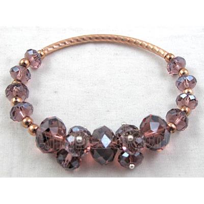 Chinese Crystal Glass Bracelet, stretchy, purple