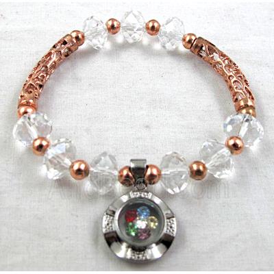 Chinese Crystal Glass Bracelet, stretchy, clear