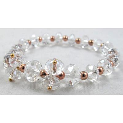 Chinese Crystal Glass Bracelet, stretchy, clear