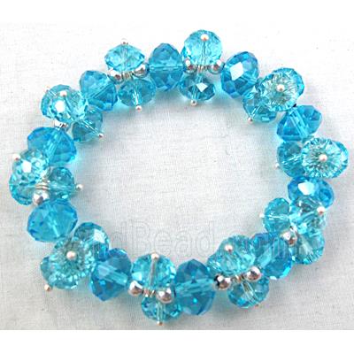 Chinese Crystal Glass Bracelet, stretchy, aqua