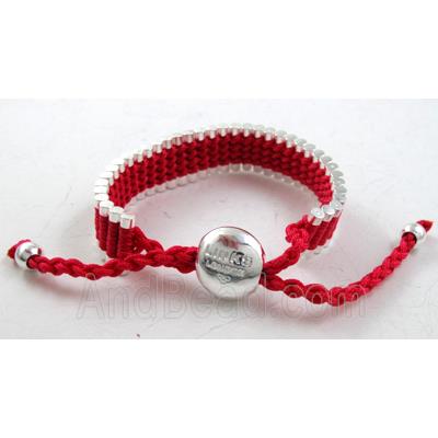 Mixed fashion friendship Bracelets, Nylon and silver laminated, resizable