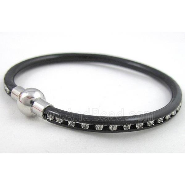 bracelet with plastic cord, rhinestone, Magnetic Clasp, multi-color