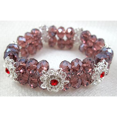 stretchy Bracelet with Chinese crystal beads, purple