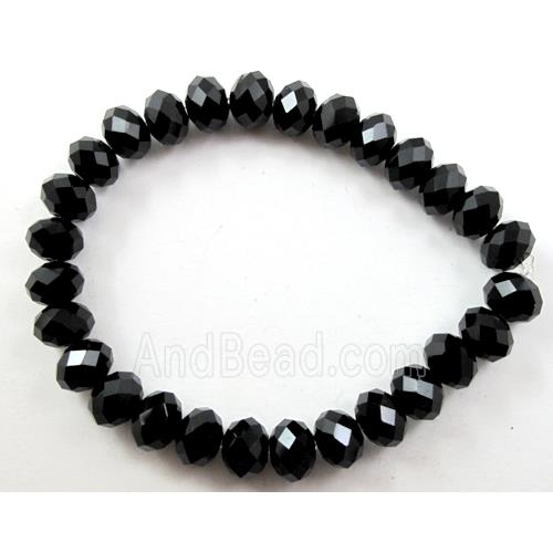 Chinese Crystal Glass Bracelet, stretchy, black