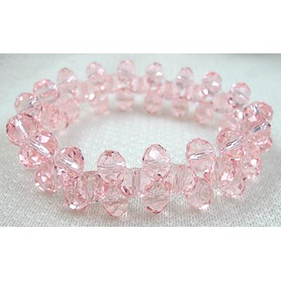 Chinese Crystal Glass Bracelet, stretchy, pink
