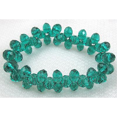 Chinese Crystal Glass Bracelet, stretchy, peacock-blue