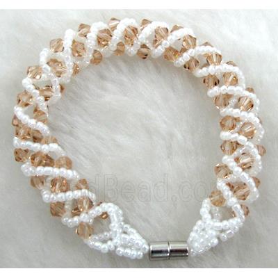 Chinese Crystal Glass Bracelet, golden champagne