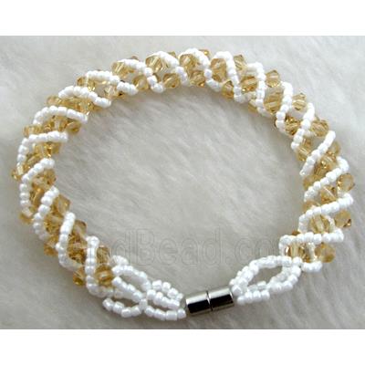Chinese Crystal Glass Bracelet, golden