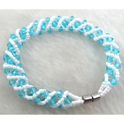 Chinese Crystal Glass Bracelet, aqua
