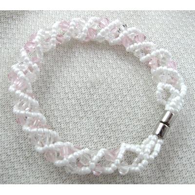 Chinese Crystal Glass Bracelet, lt.pink