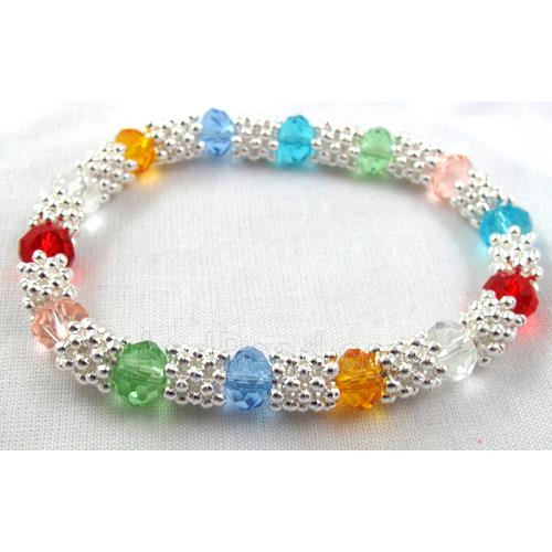 Stretchy Chinese Crystal glass Bracelet, colorful