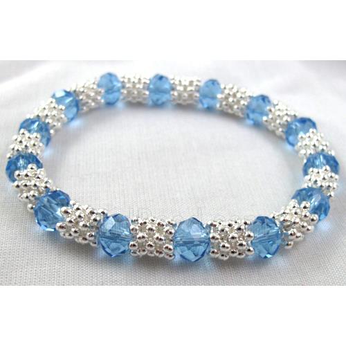 Stretchy Chinese Crystal glass Bracelet, blue