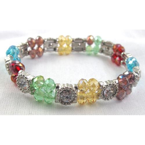Stretchy Chinese Crystal glass Bracelet, colorful