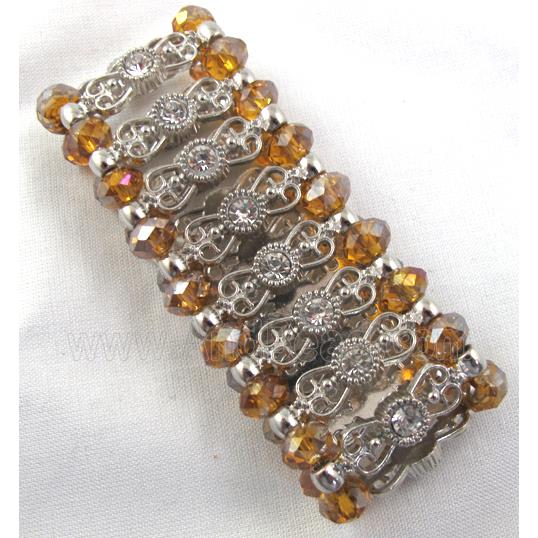 Stretchy Chinese Crystal glass Bracelet, golden