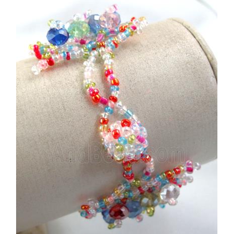 Chinese Crystal glass Bracelet, seed glass bead, mixed color