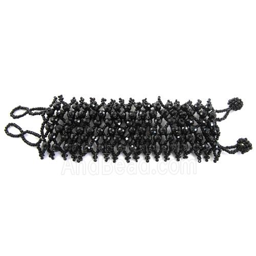 Chinese Crystal glass Bracelet, seed glass bead, black