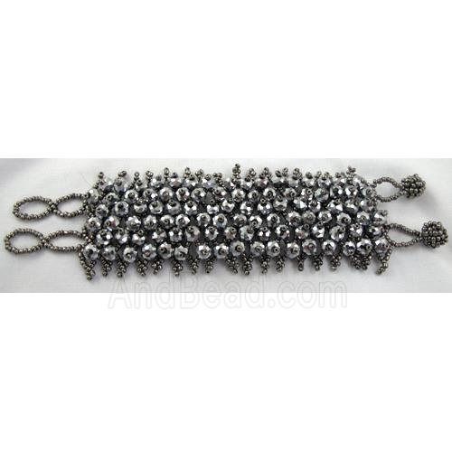 Chinese Crystal glass Bracelet, seed glass bead， platinum plated