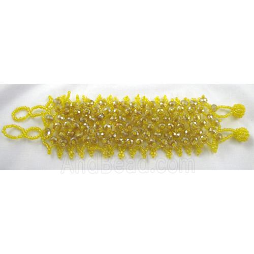 Chinese Crystal glass Bracelet, seed glass bead, yellow