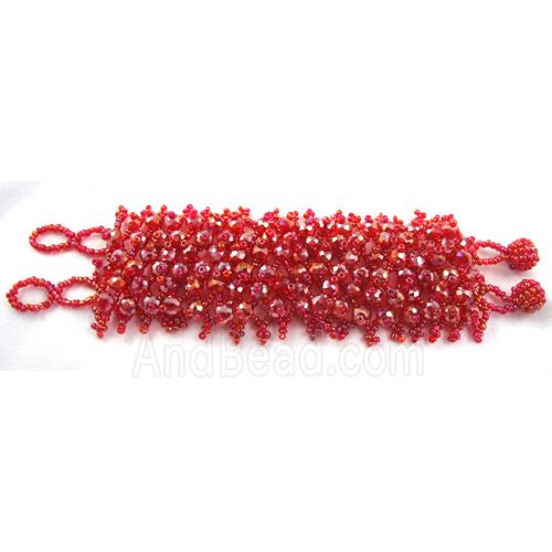 Chinese Crystal glass Bracelet, seed glass bead, ruby