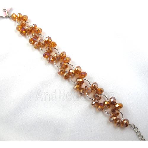 Chinese Crystal glass Bracelet, golden