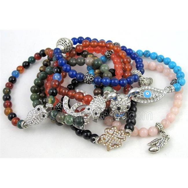 handmade fashion jasper bracelet, mixed, stretchy