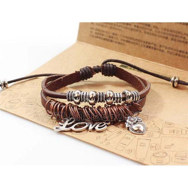 handmade bracelet with leather, alloy bead