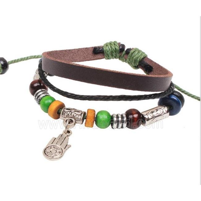 handmade bracelet with leather, alloy bead