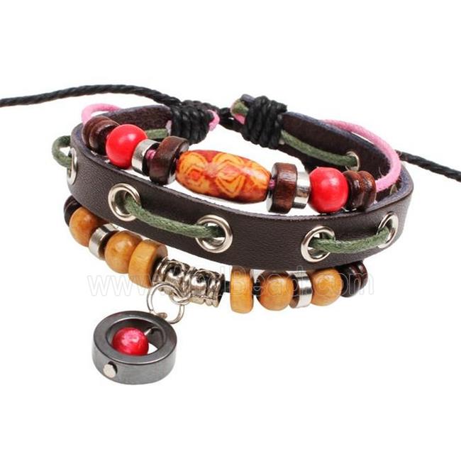 handmade bracelet with leather, alloy bead