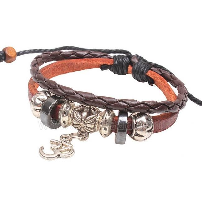 handmade bracelet with leather, alloy bead