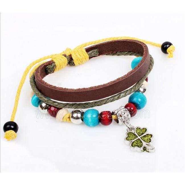 handmade bracelet with leather, alloy bead