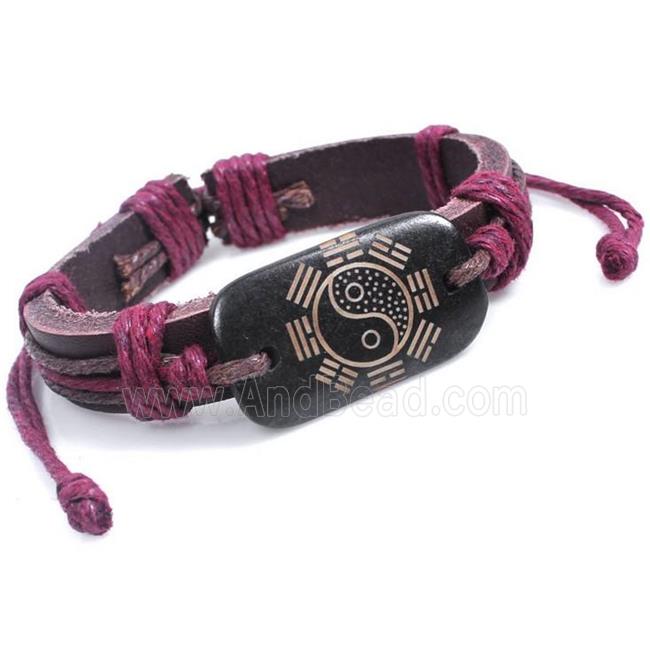 handmade bracelet with leather, alloy bead