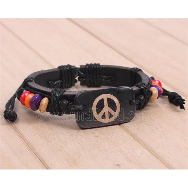 handmade bracelet with leather, alloy bead