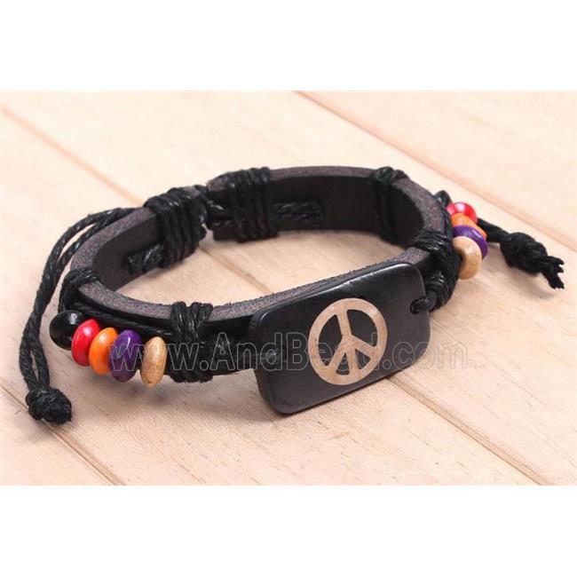 handmade bracelet with leather, alloy bead