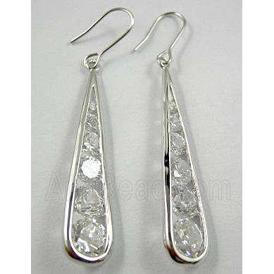 White CZ Diamond Earrings, Nickel Free