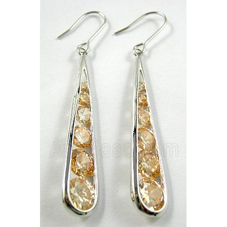Pale Yellow CZ Diamond Drop Earrings, Nickel Free